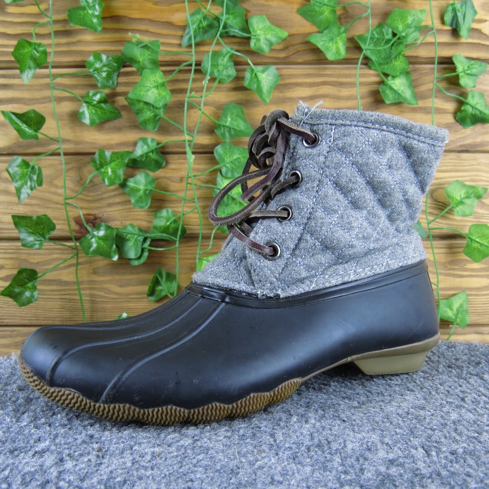 Steve Madden Tillis Women's 6 Gray Quilted Fabric Rubber Duck Boots Waterproof